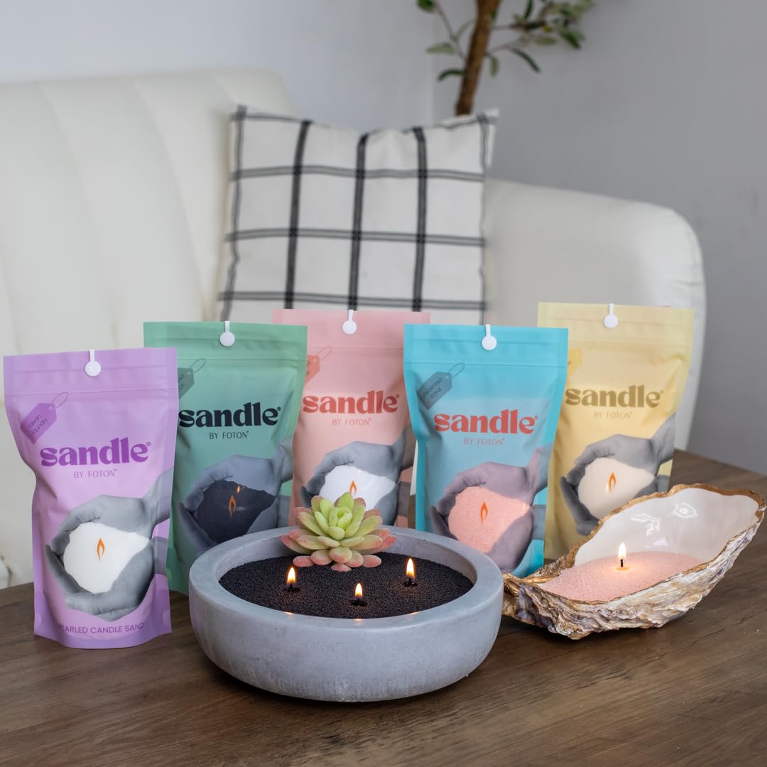 Foton Sandle Pearled Candle 10 Oz – Clean Laundry, Non Toxic Luxury Long Lasting Sand Candles up to 120 Hours - Refillable Candle Sand with 15 Wicks for Candles Making