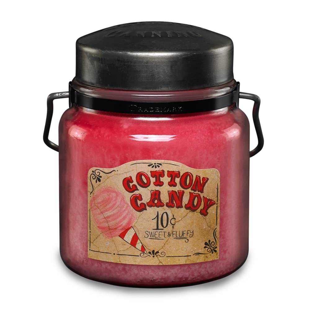 McCall’s Candles | Cotton Candy | 16 oz Scented Candle | USA-Poured | Vintage Rustic Jar with Carrying Handle | Sweet Whimsical Carnival Fragrance