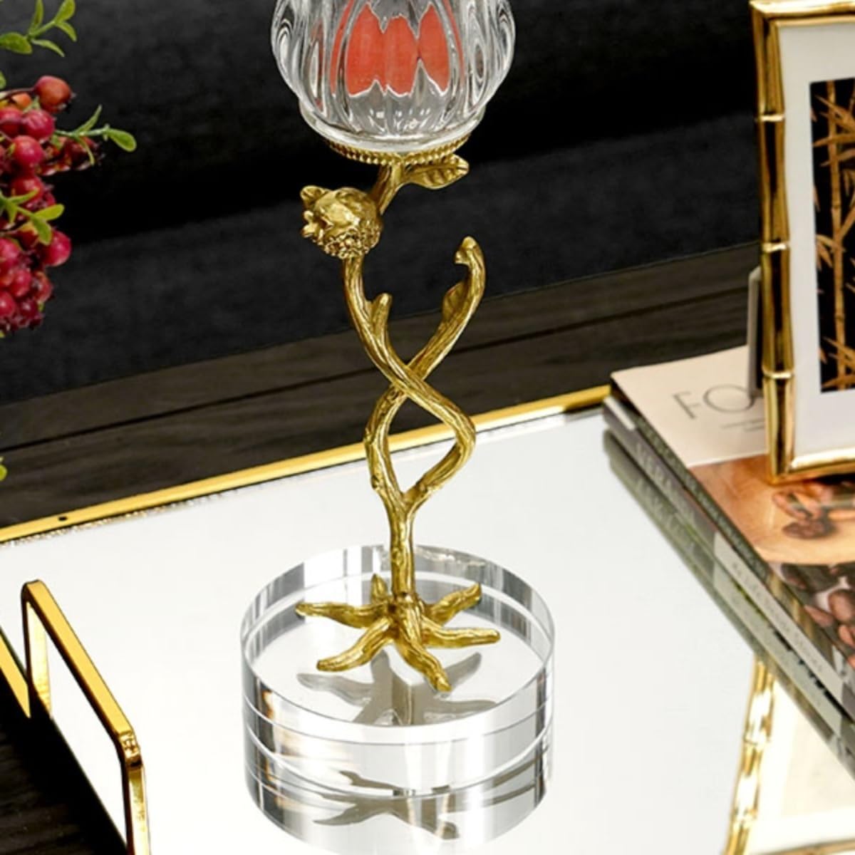 Candlestick Holders Light Luxury Crystal Glass Candlestick Living Room Restaurant Table Creative Decorative Ornaments Candle Holder Candle Holders