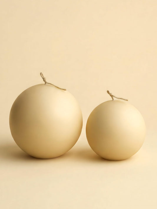 LAWA Sphere Candle - Beautiful Handmade Pillar Soy Wax Elegant Aesthetic Candle Housewarming Gift Home Room Shelf Decor Idea (Butter Yellow, Set of 2)