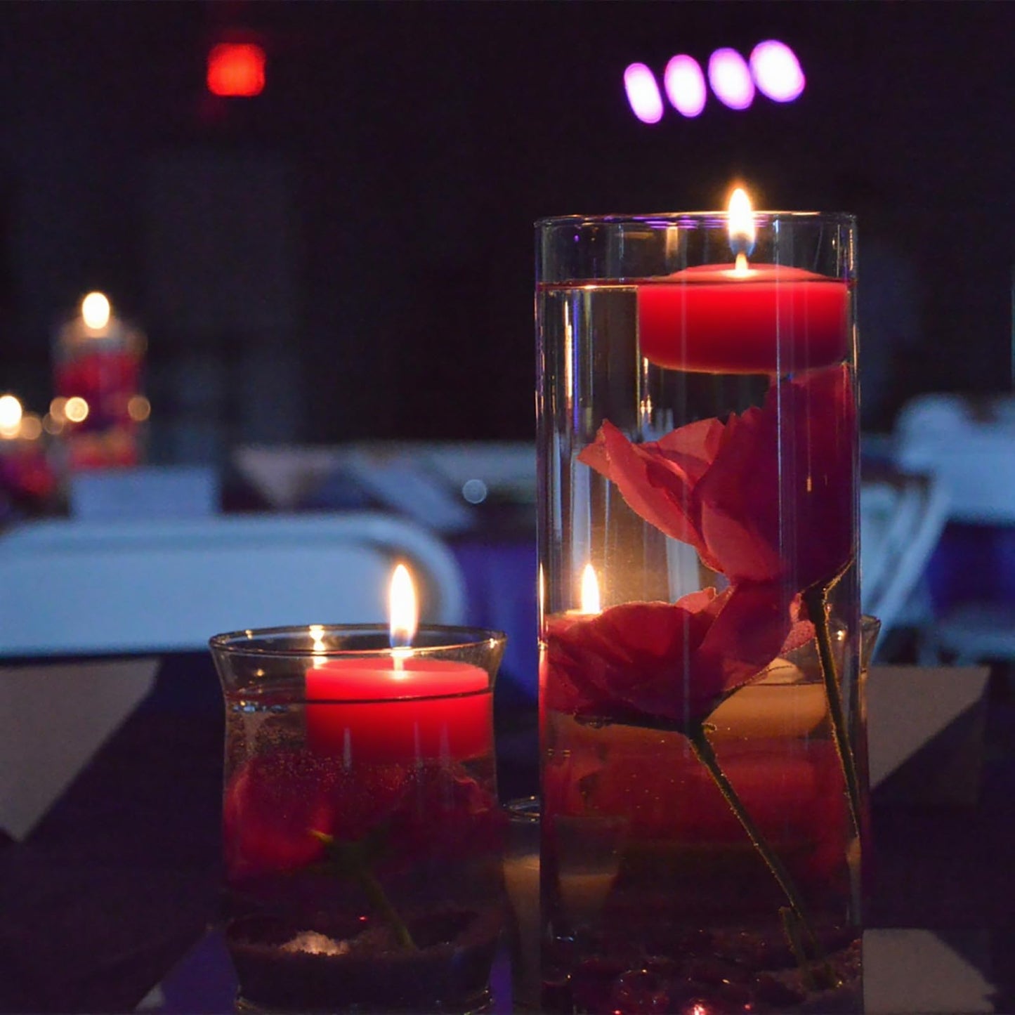 Red Floating Candles 3 inch 12 Pack - Floating Candles for centerpieces - Wedding Decor - Burning Time 8-10 Hours