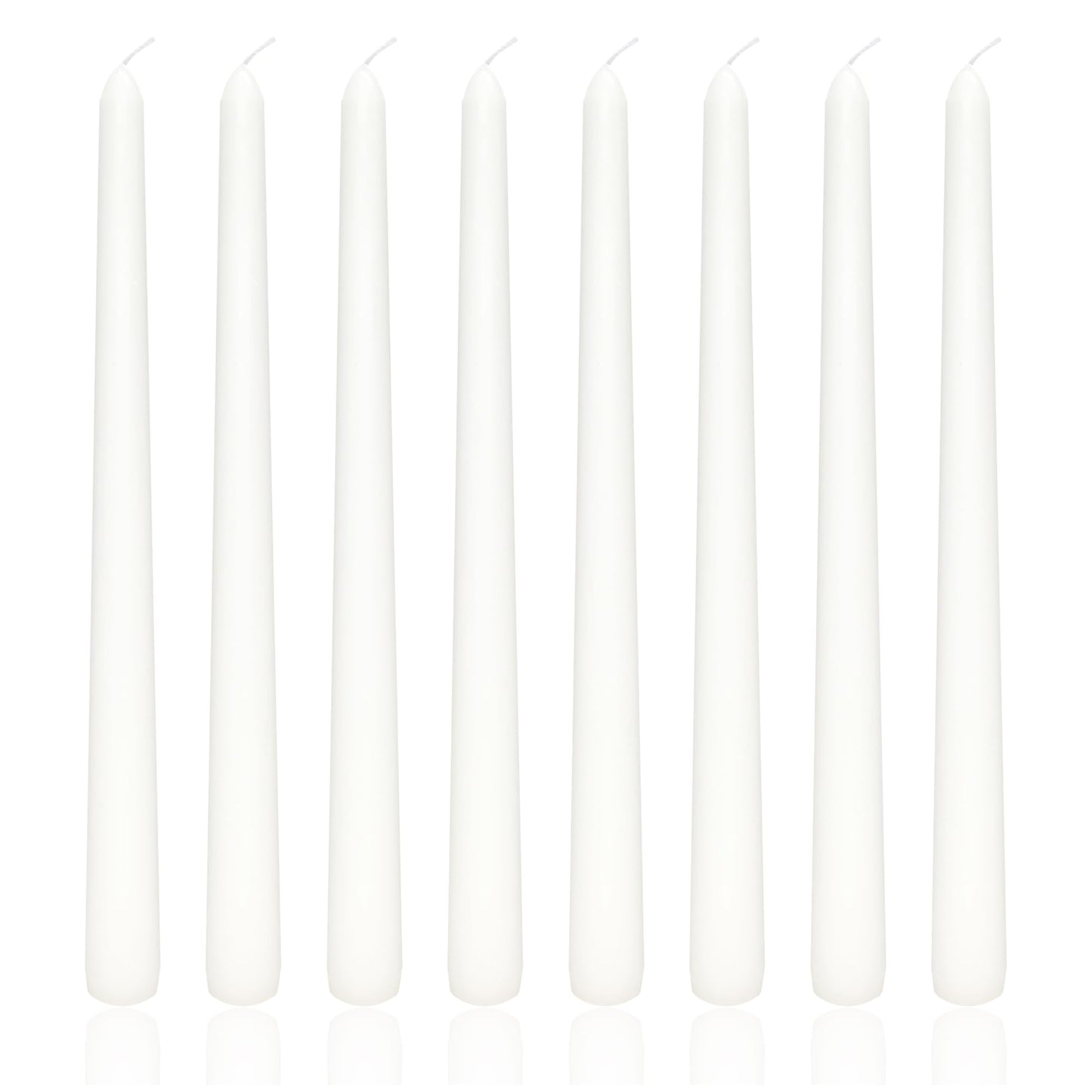 8 Pack 10 Inch White Christmas Candlesticks Long Burning Time and Dripless Taper Candles for Dinner Home Decor Wedding Shower