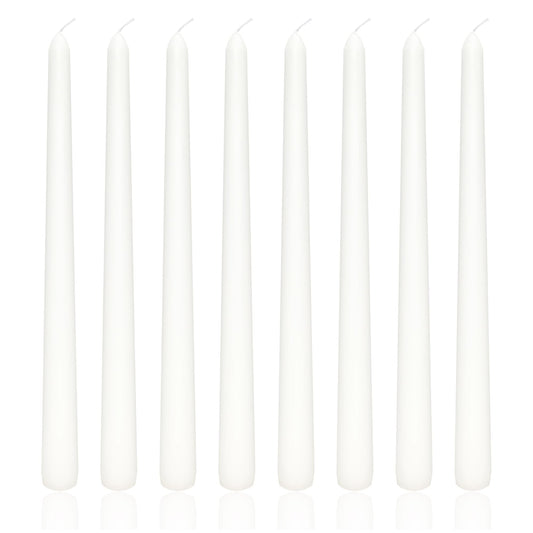 8 Pack 10 Inch White Christmas Candlesticks Long Burning Time and Dripless Taper Candles for Dinner Home Decor Wedding Shower