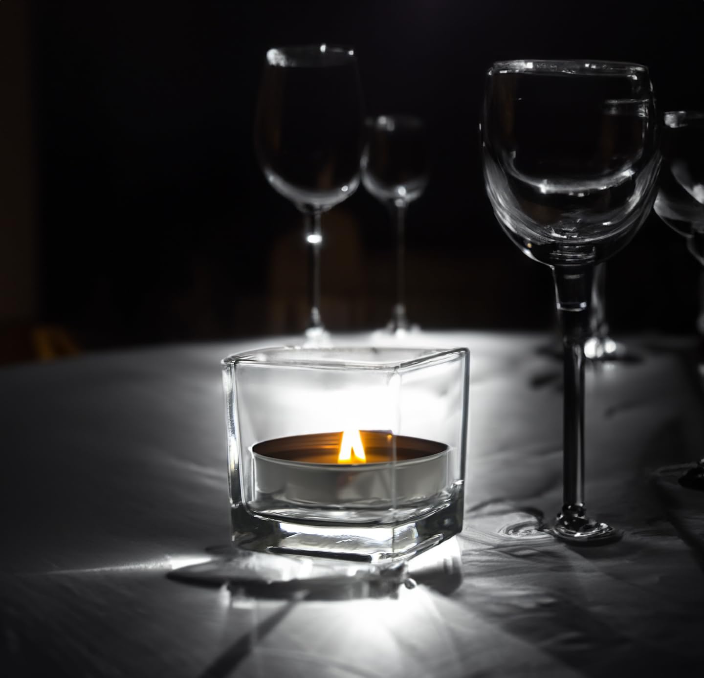 WGVI 6 Pcs Clear Square Glass Tea Light Votive Candle Holders, Width 2", Height 2", Small Cube CandleHolders Container Dish Terrarium Tabletop Ambient Décor