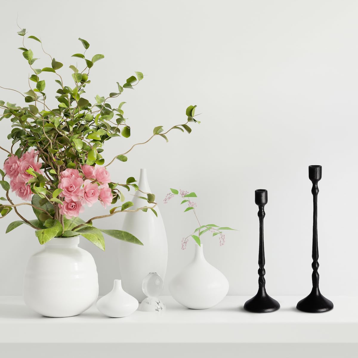 Candle Stick Holder Set of 2, Iron Taper Candle Holders, Tall Black Candlestick Holders for Dining Table Decor