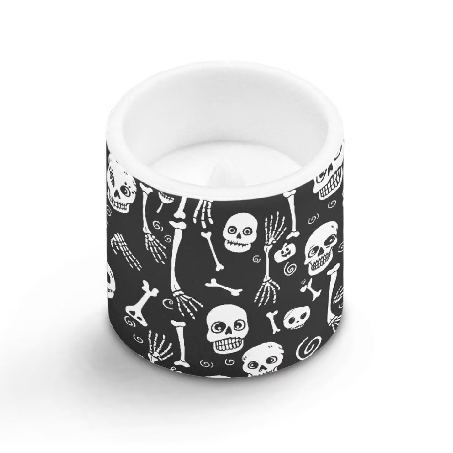 Merkmak Pack of 4 Flameless Candles with Remote, Halloween Skeleton Battery Operated Candles with Timer Waterproof Flameless Pillar Tea Lights for Indoor Outdoor Party Banquet Decorations
