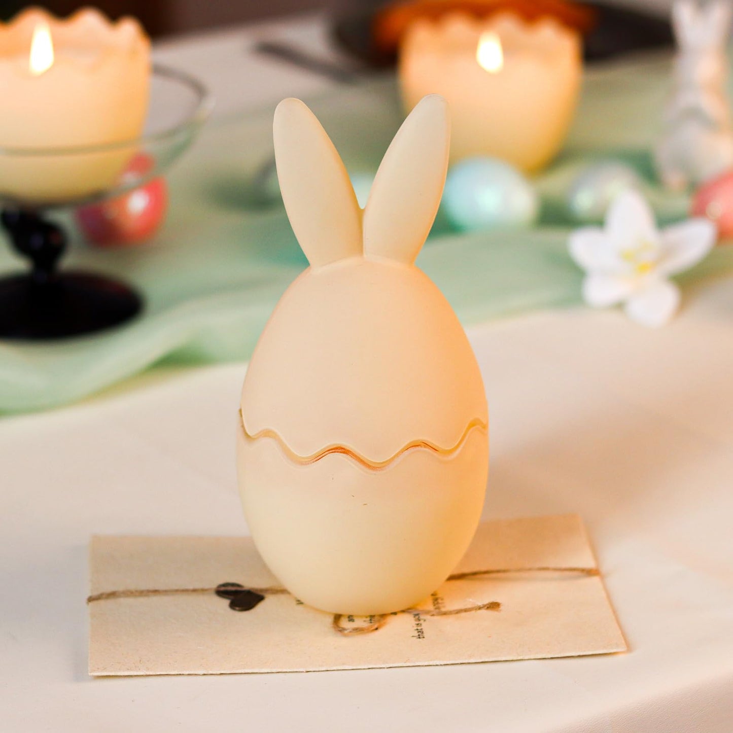 Vanilla Scented Candle, Bunny Spring Home Decor, Indoor Easter Decoration for Table Centerpiece, Gift for Women