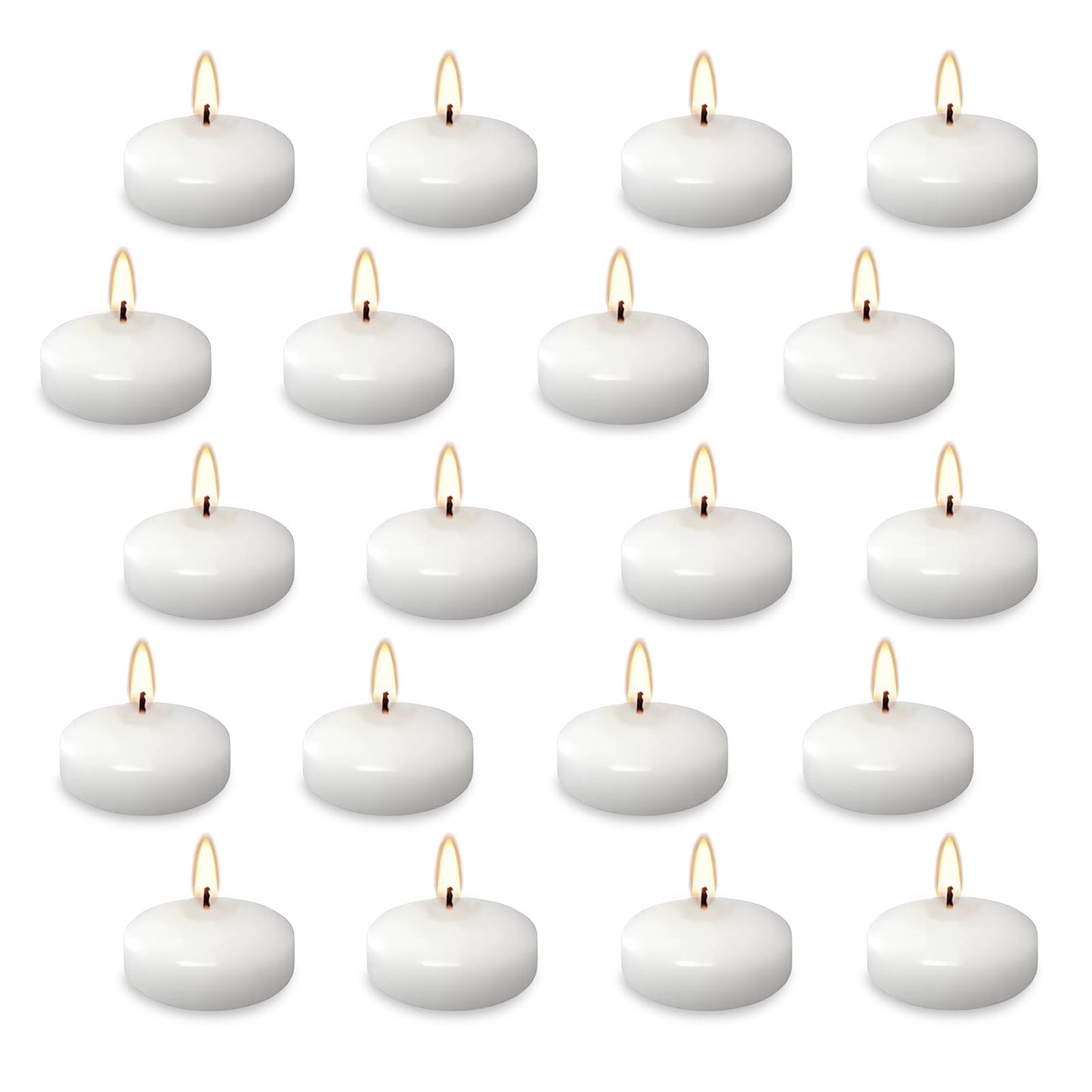 20 Pcs Floating Candles Centerpieces, 1.5 Inch Unscented Floating Candles, Warm Tealights Candles for Wedding, Night, Christmas, Valentine's Day,Home Decor and Party Decoration (White 20pcs)