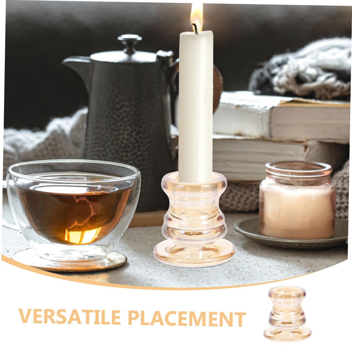 Amosfun 6pcs European Style Glass Tealight Candle Holders Elegant Centerpieces for Weddings Romantic Dinners Home Decor Stable Construction for Use