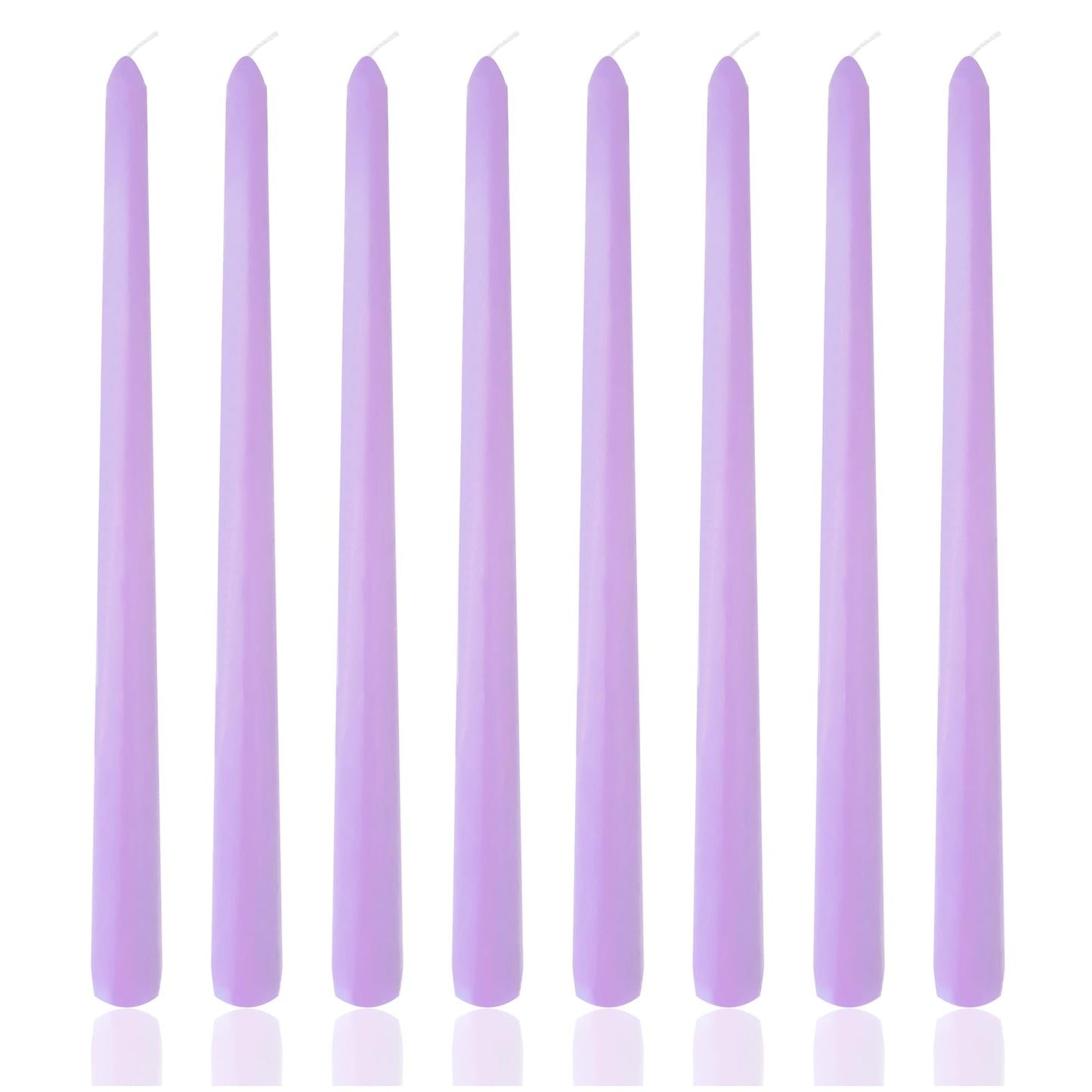 8 Pack 10 Inch Lavender Purple Taper Candles for Dinner Home Decor Wedding Shower