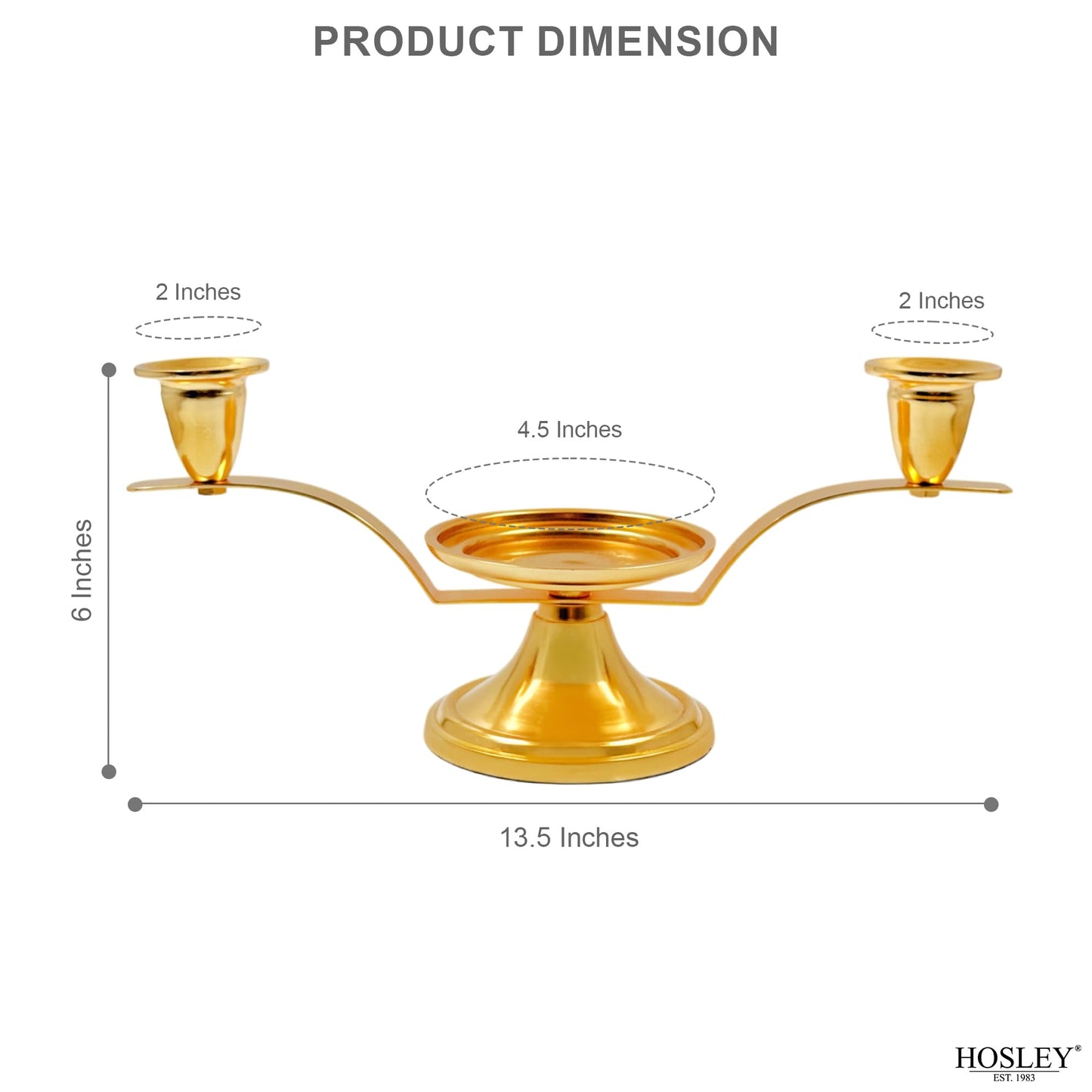 Hosley Gold Metal Unity Candle Holders for Wedding Ceremony Set. Unity Center with Two Taper Candle Holders