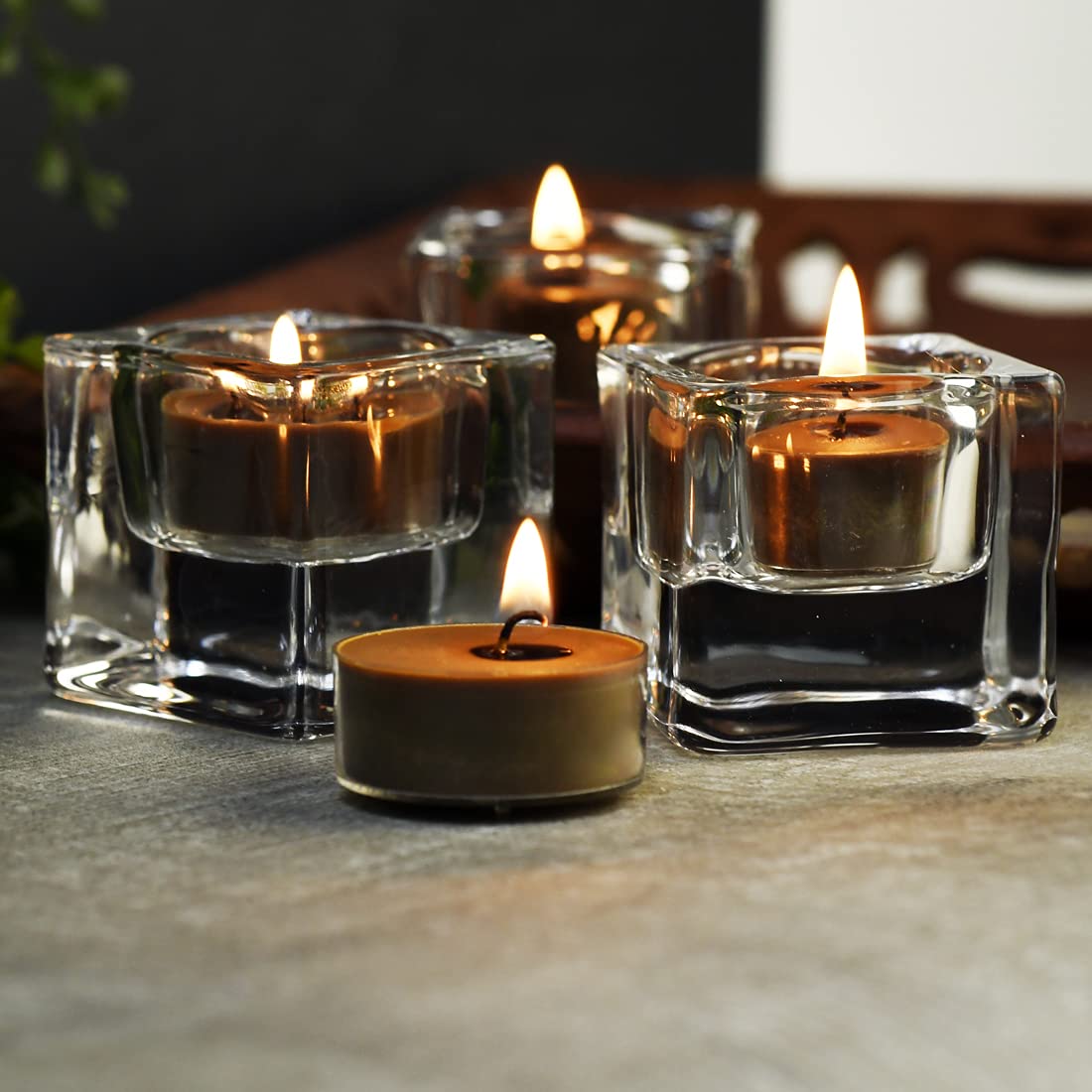 DEYBBY Scented Tealight Candles, Long Lasting Soywax Tea Candle Used for All of Holders|Clear Cup|24 Counts|Up to 4 Hour Burn Time|Coffee