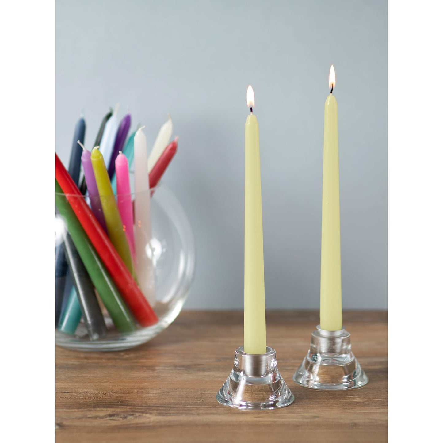 CANDWAX 10 inch Tapered Candles - Set of 12 Pearl Unscented Dripless Candlesticks - Perfect for Dinner - Ivory Candle
