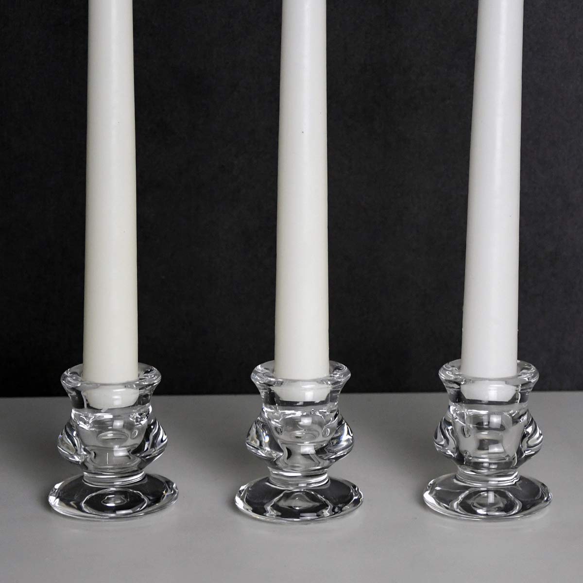 Clear Glass Candlestick Holders, Set of 6 Taper Candle Holders for Wedding, Decoration and Dinning
