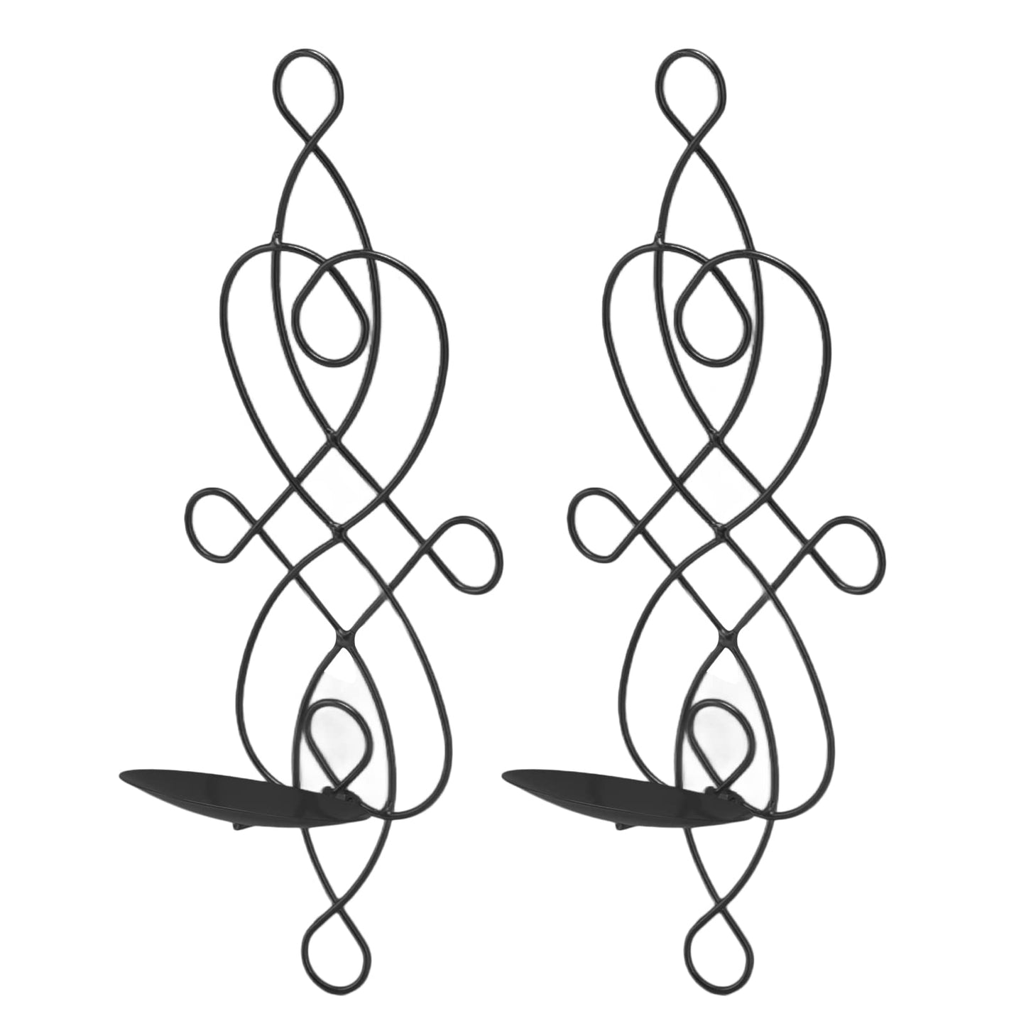 Wall Sconces Candle Holder, Set of 2 Iron Hanging Candle Sconce Holder Foldable Wall Candle Holder for Bedroom Dining Room (Black)