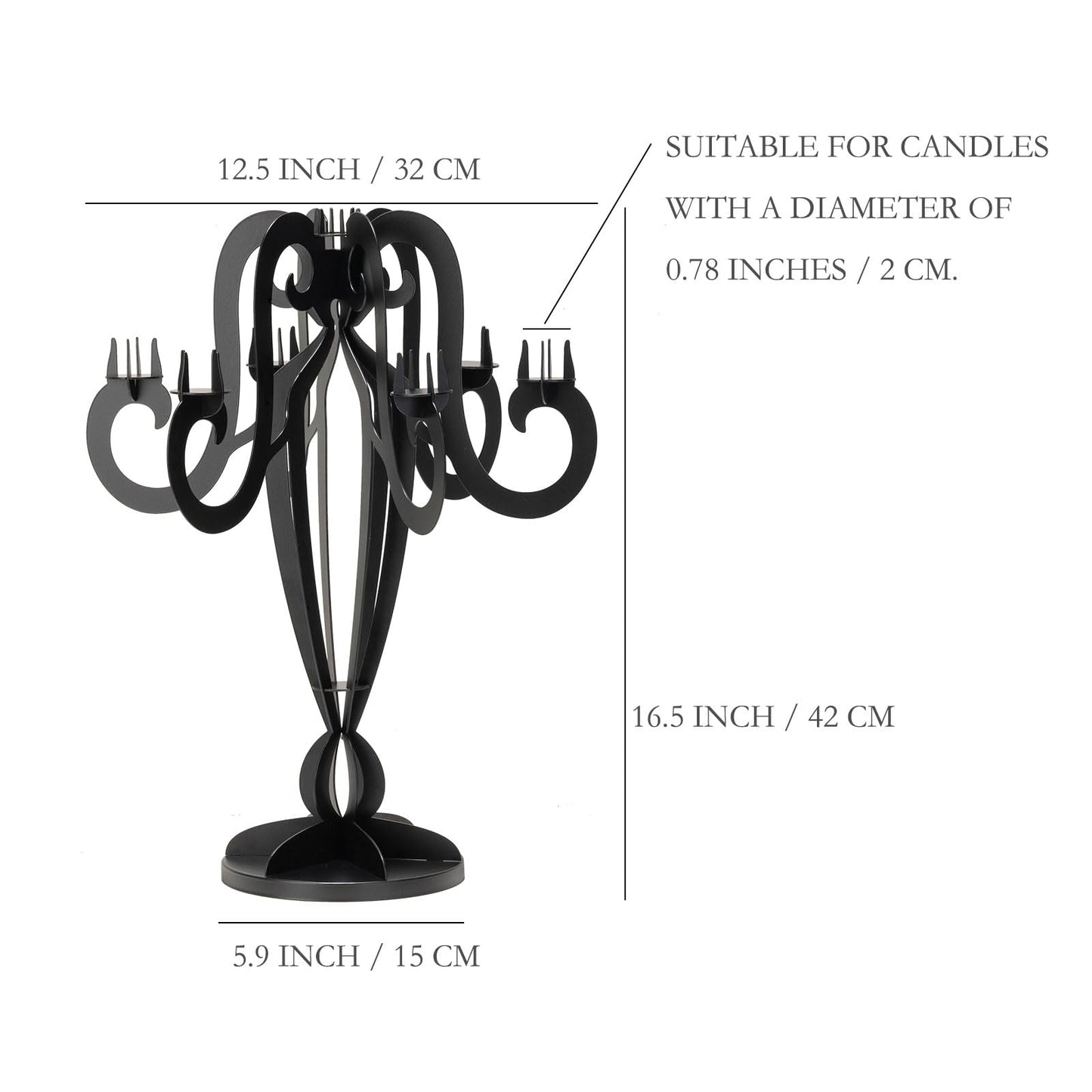 AIM & GGKK 7 Arm Black Metal Candelabra Candle Holders – Elegant Taper Candle Holders, Classic Candlestick Holder, Decorative Candelabra Centerpiece for Table & Home Decor