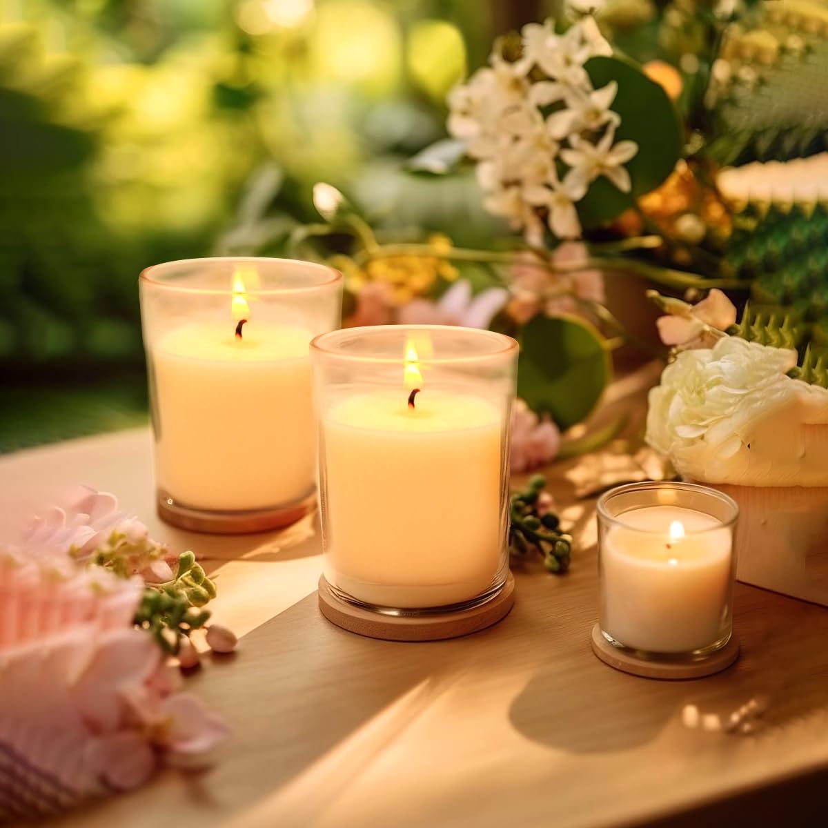 Set of 20 White Votive Candles Clear Glass Filled Unscented Soy Wax Candle for Home Spa Weddings Birthday Holidays Party and DIY