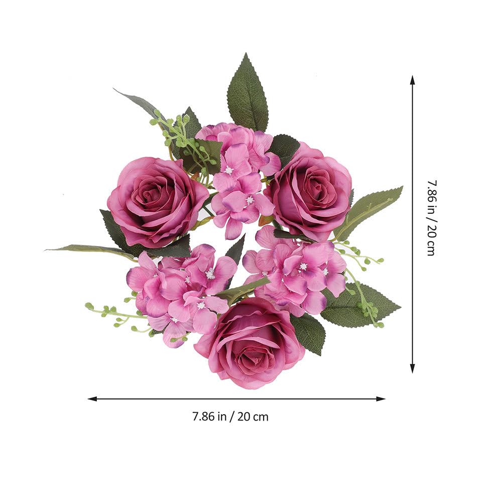 GOOHOCHY 2Pcs Floral Candle Rings Artificial Rose Wreaths for Wedding and Home Table Decoration Rustic Centerpieces for Pillar Candles for Parties and Events
