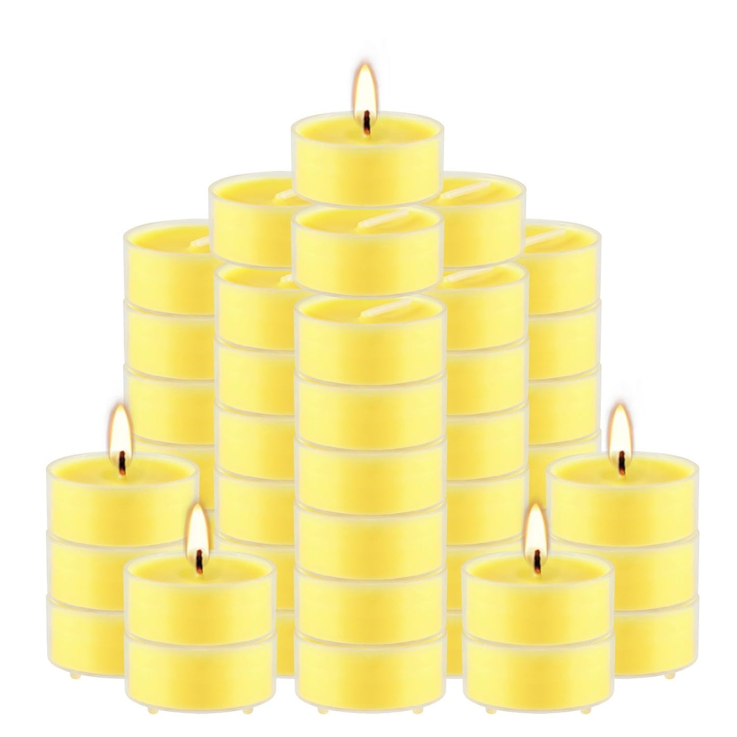 Wfmolcand 3.5-Hour 50Pack Citronella Tealight Candles, Outdoor and Indoor Summer Scented Candle,Natural Soy Wax Candle for Home Patio Garden Yard Balcony,BBQ Birthday Emergency