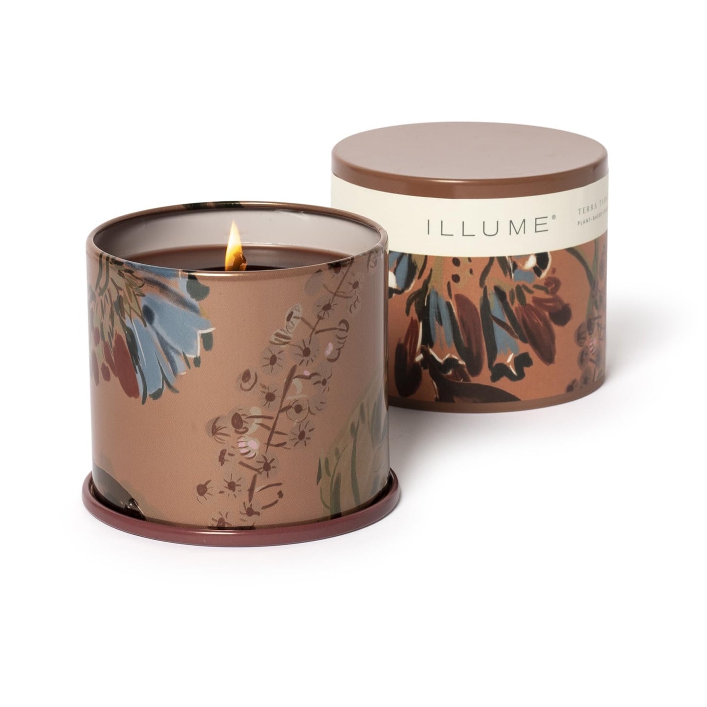 Illume Beautifully Done Essentials Terra Tabac Vanity Tin Scented Candle, 3" L x 2" W x 1" H