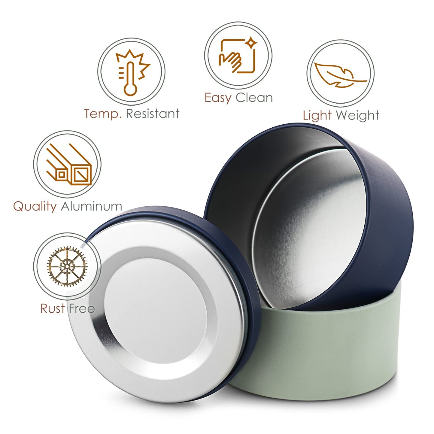 Hearth & Harbor Tin Candle Jars for Making Candles - DIY Candle Containers with Lids - Metal Candle Jars - Bulk Tins Storage for Candle - (12 Pieces) - (8 Ounces) - Solid Navy and Sage