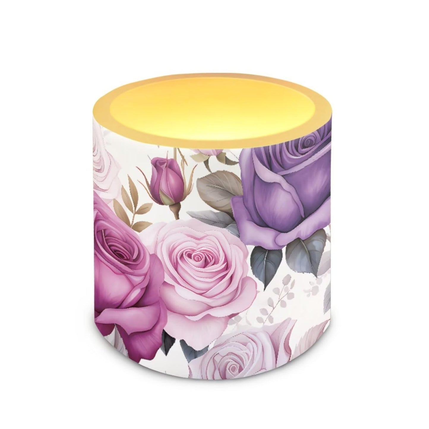 NETILGEN 4 Pieces Flameless LED Pillar Candles with Battery Operated Color Changing Flameless Candles with Timer Remote Purple Rose Flower Wedding Party Decor