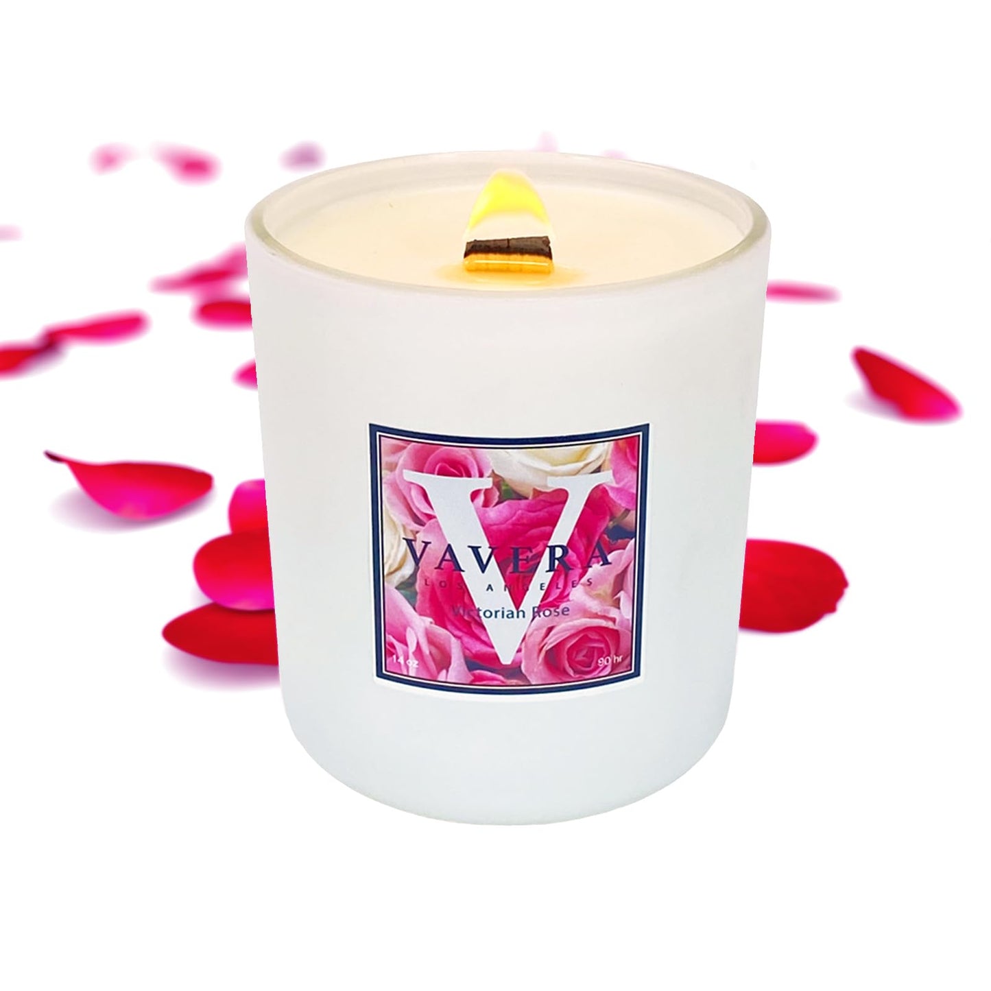 VAVERA Rose Wood Wick Candles That Crackle. Vegan Soy Candles (14oz/Matte Jar) Classic, Rich, Fresh, Roses Scented Candles. Christmas Gifts for Mom or Girlfriend. Hand-Crafted in USA.