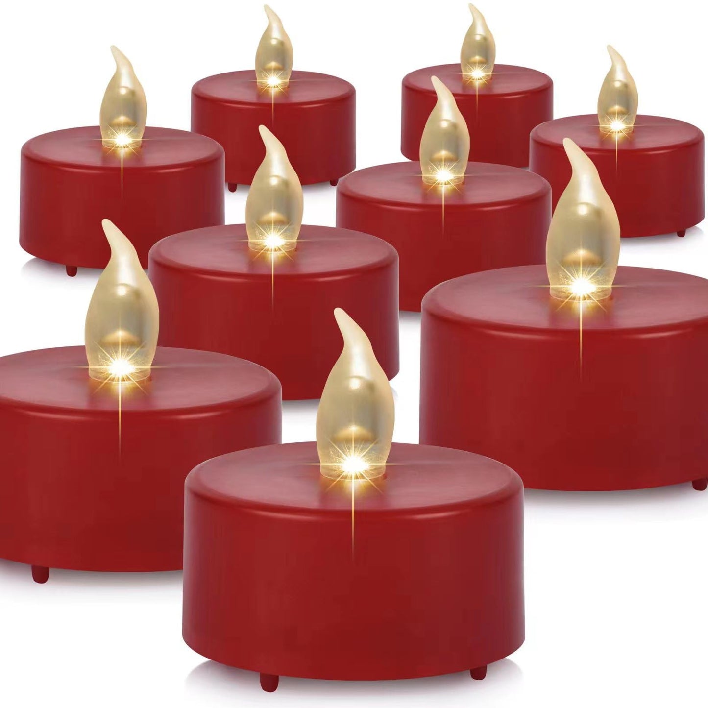 Paichi Flameless Tea Lights Candles 100 Pack LED Battery Operated Electric Votive Fake Candles Realistic Flickering and 200+ Hours Long Lasting Bright for Celebrations Festivals (Red)