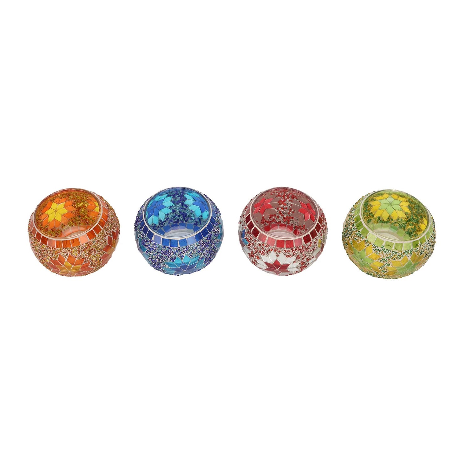 Omquot 4pcs Mosaic Glass Candle Holder Colorful Romantic Mosaic Handmade Home Bar Dinner Decoration