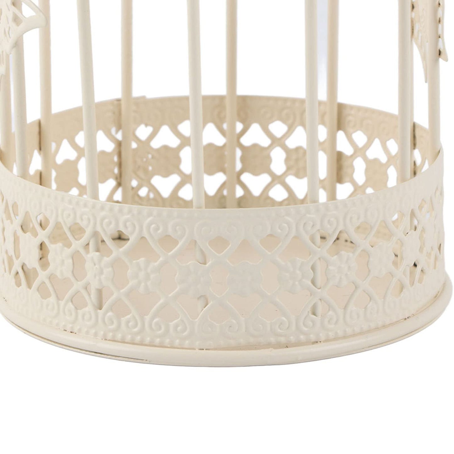 Kikumi Decorative Metal Candlestick for Table Centerpiece, 9.1 X 3.9 Inch Hollow Cage Shape Candlestick Bird Decoration Candlestick for Home Decoration (White)