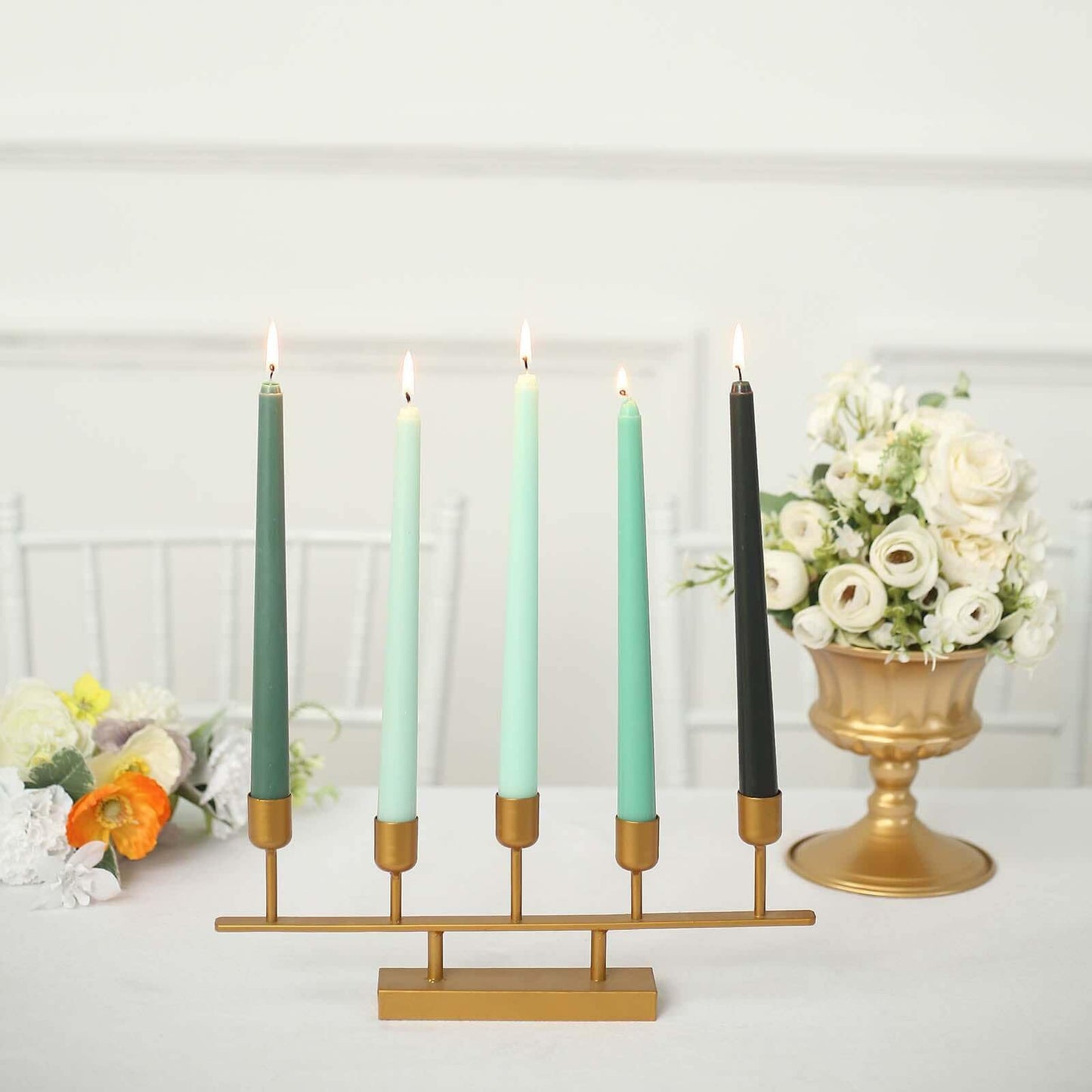 Tableclothsfactory 10" Tall Premium Quality Dripless Unscented Mixed Green Taper Candles Wedding Dinner Candles for Wedding Decoration Set of 12