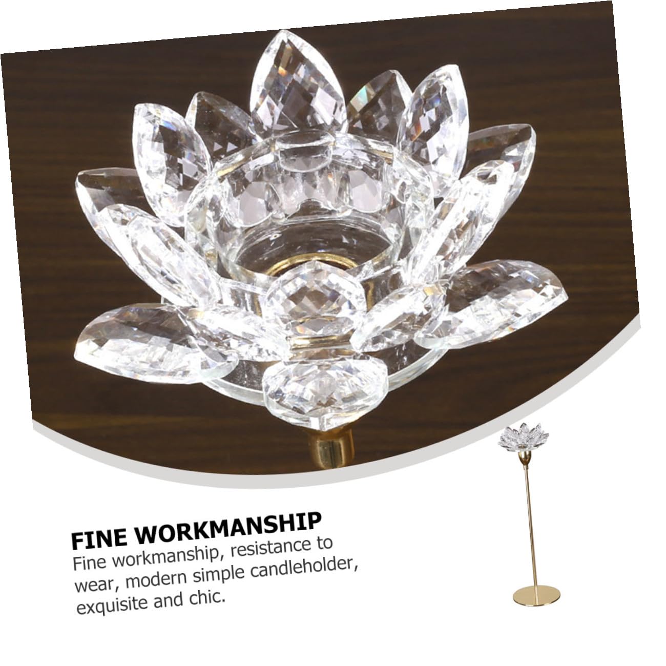SHINEOFI Crystal Lotus Metal Candlestick Holder Small Gold, Wedding Candlelight Dinner Decoration, Tabletop Candle Centerpiece for Home and Event Use