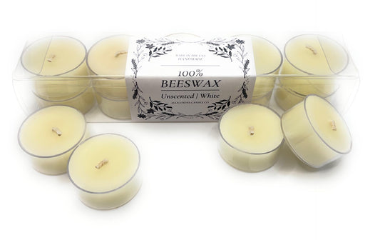 Allnations Candle Co. 100% Pure White Beeswax Tealight Candles. 4 to 5 Hours Long Burn Each - for Home, Rituals, Prayer, Party, Room Table Decoration - Unscented - Smokeless -10pcs (White)