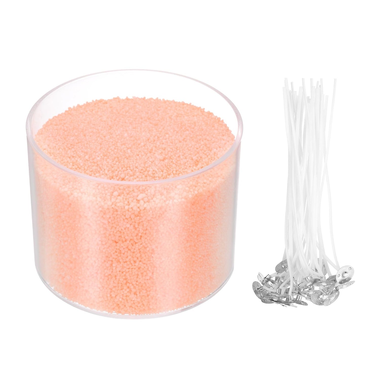 MECCANIXITY Pearled Sand Candles with 50 Pcs Wicks 21Oz / 600g Candle Beads Refillable Powder Sand Wax Making Kit for Thanksgiving Christmas Wedding Party DIY Home Crafts, Light Orange