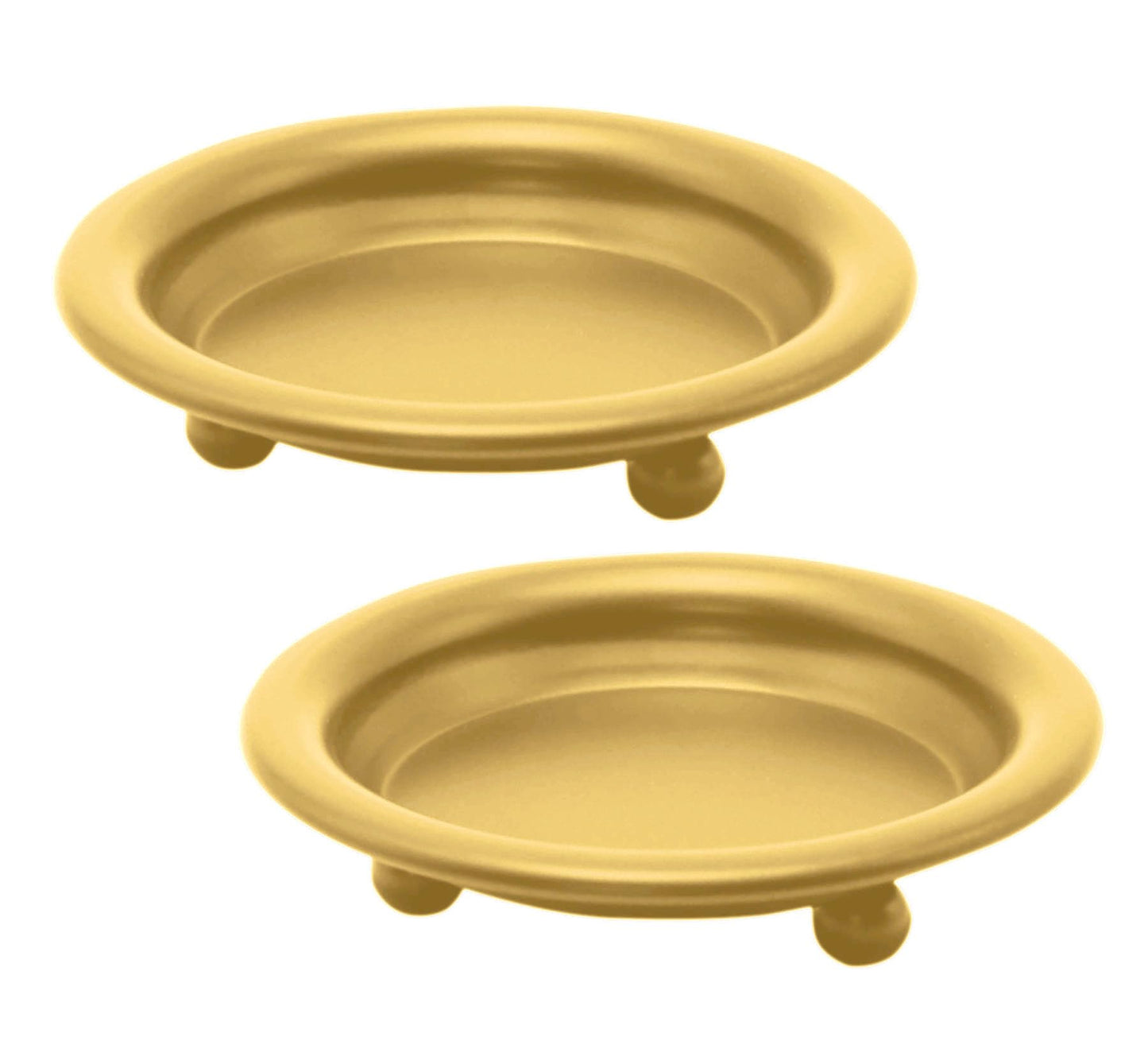 2 Pack Gold Decorative Iron Plate Candle Holder 4.33'' Candle Stand Metal Saucer Style Decorative Iron Plate for Pillar/Scented/Flameless/Ball Candles Wax Candles, Incense Cones Spa Weddings (Gold)