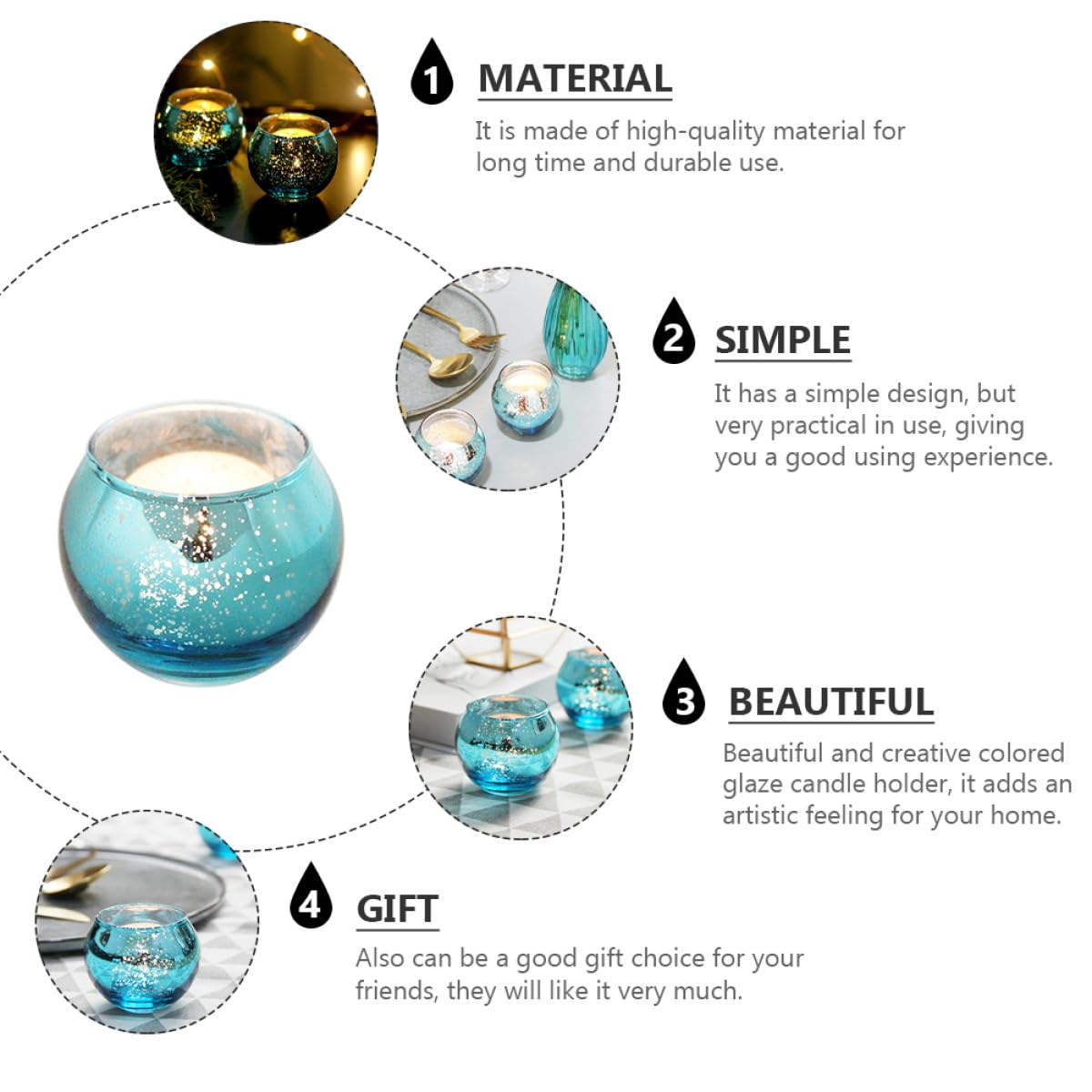 Hemobllo Spotted Blue Glass Candle Holders 12pcs Hollow Decorative Candle Cups for Home Décor, Hotel, and Party Table Centerpieces