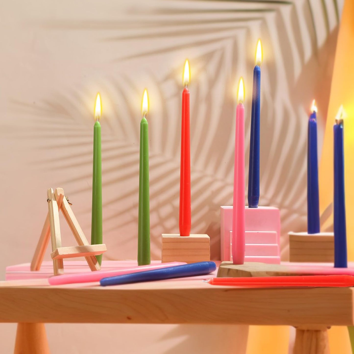 MTLEE 16 Pcs 10 Inch Long Tapered Candle Stick Bulk Smokeless Unscented Burning Candlestick Paraffin Wax with Cotton Wick for Valentine's Day Baby Shower Wedding Holiday Party Church (Multicolored)