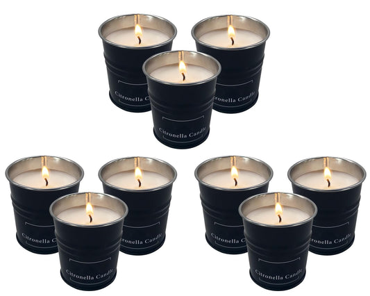 Tengyukenny 9 Pack Black Small Outdoor Citronella Candles, 1.8oz, Strong Lemongrass, Repel Scented, Soy, Non-Toxic, for Patio, Camping, Indoor