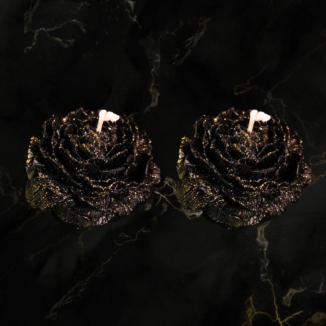 2 Pcs Gilded Candles for Wax Play Low Heat, Low Temperature Body Safe Drip Peony Candles, Romantic Massage Soy Rose Candles Couple (2, Gilded Black Peony)