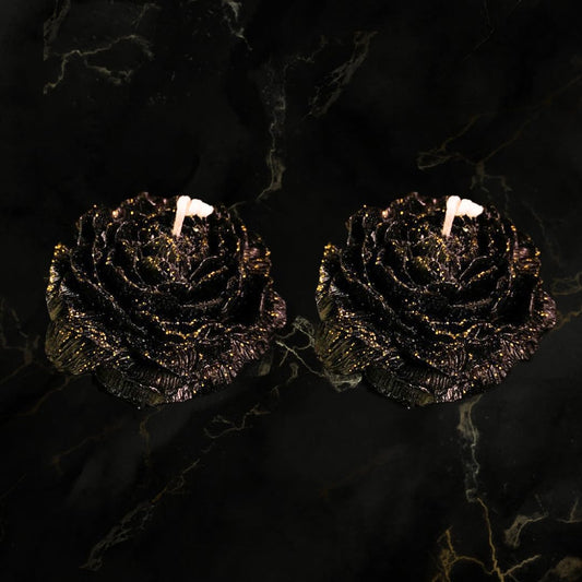 2 Pcs Gilded Candles for Wax Play Low Heat, Low Temperature Body Safe Drip Peony Candles, Romantic Massage Soy Rose Candles Couple (2, Gilded Black Peony)