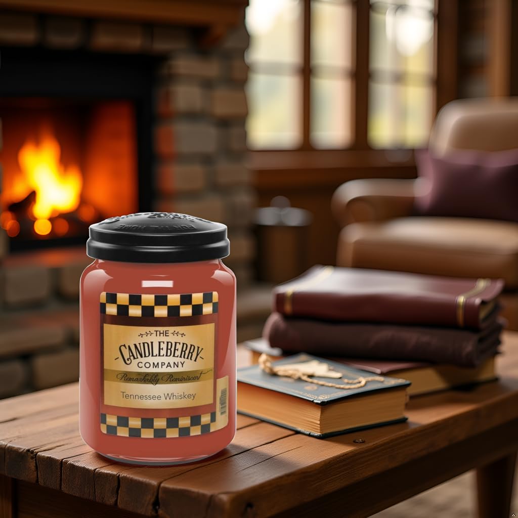 Candleberry Candles | Strong Fragrances for Home | Hand Poured in The USA | Highly Scented | 135 Hour Burn Time | Large Jar (Tennessee Whiskey)