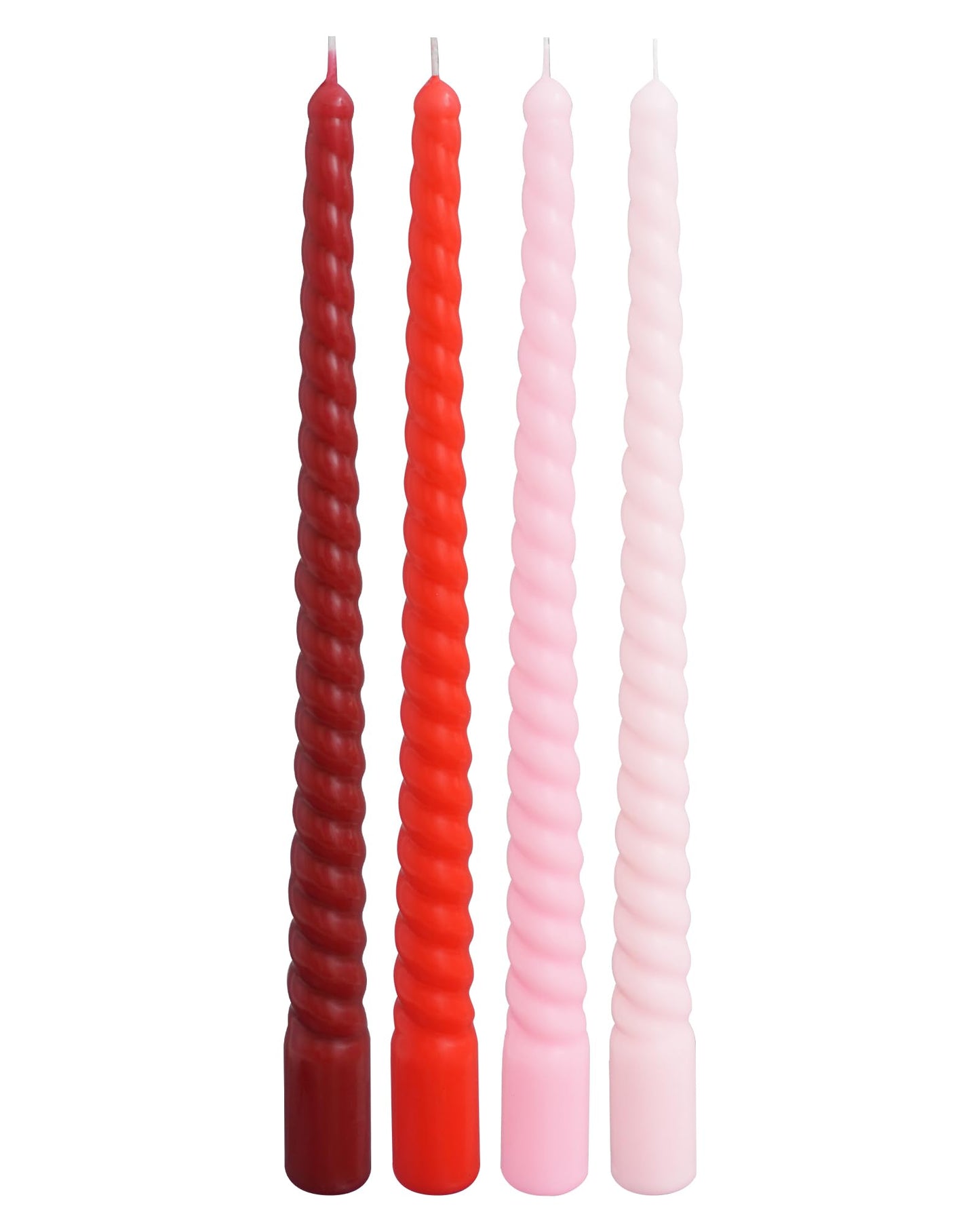 Viyffo 11 Inch Spiral Taper Candles, 4 Pack Red Gradient, Unscented Tall Long Candlesticks for Wedding, Dinner, Holiday Table Decor, Fits Most Standard Holders