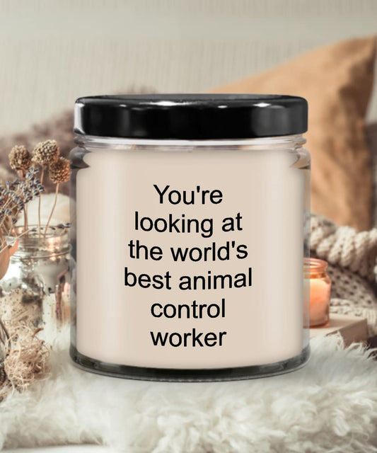 Animal Control Worker Gift Candle - Vanilla Scented, 9oz Jar with Lid