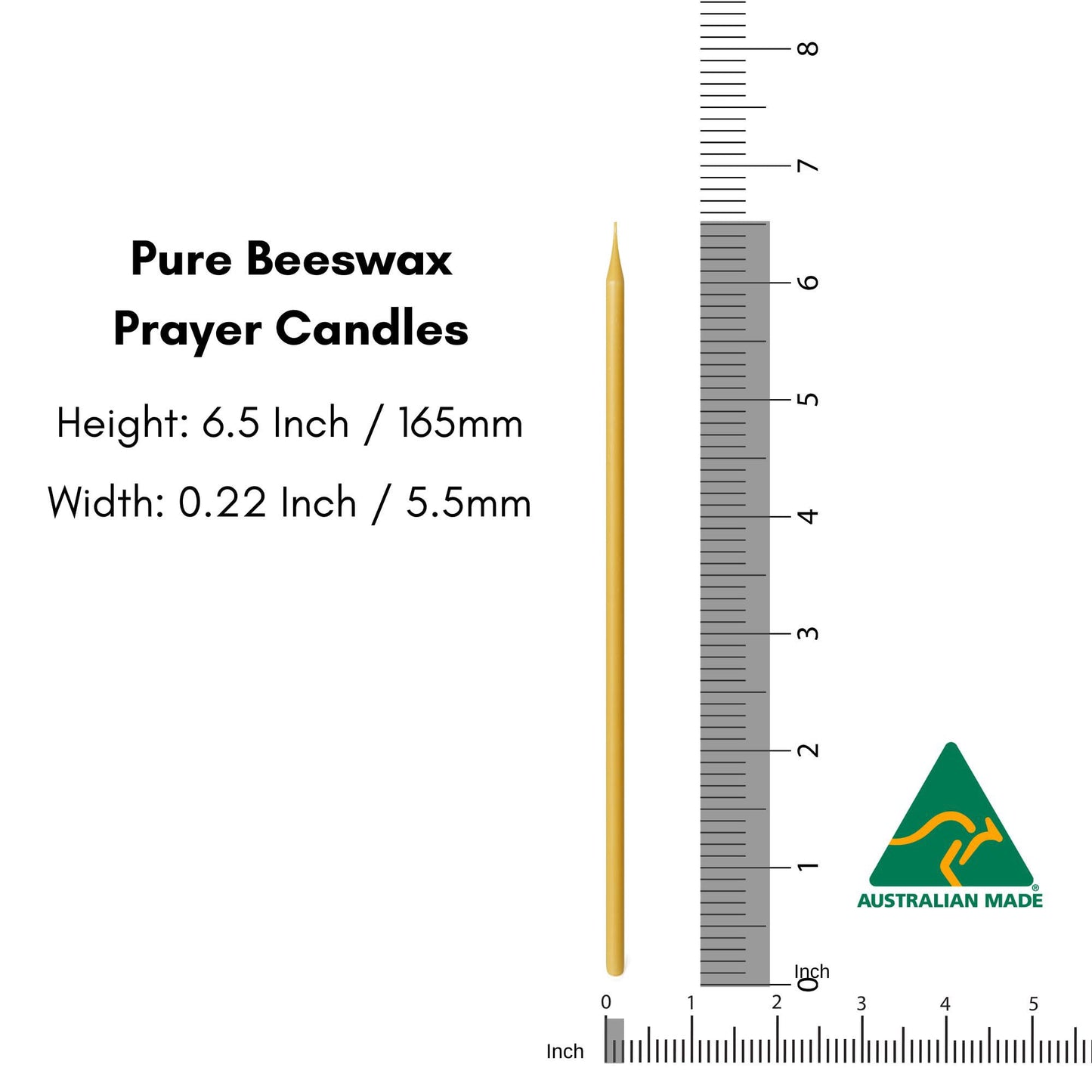 Luxora Pure Beeswax Candles - Honey-Scented, Decorative Thin Taper Candles - Ideal for Birthday Decoration or Church Prayers - Drip Free, Tall & Smokeless Pack of 45 pcs, (45, 6.5 x 0.22 in)