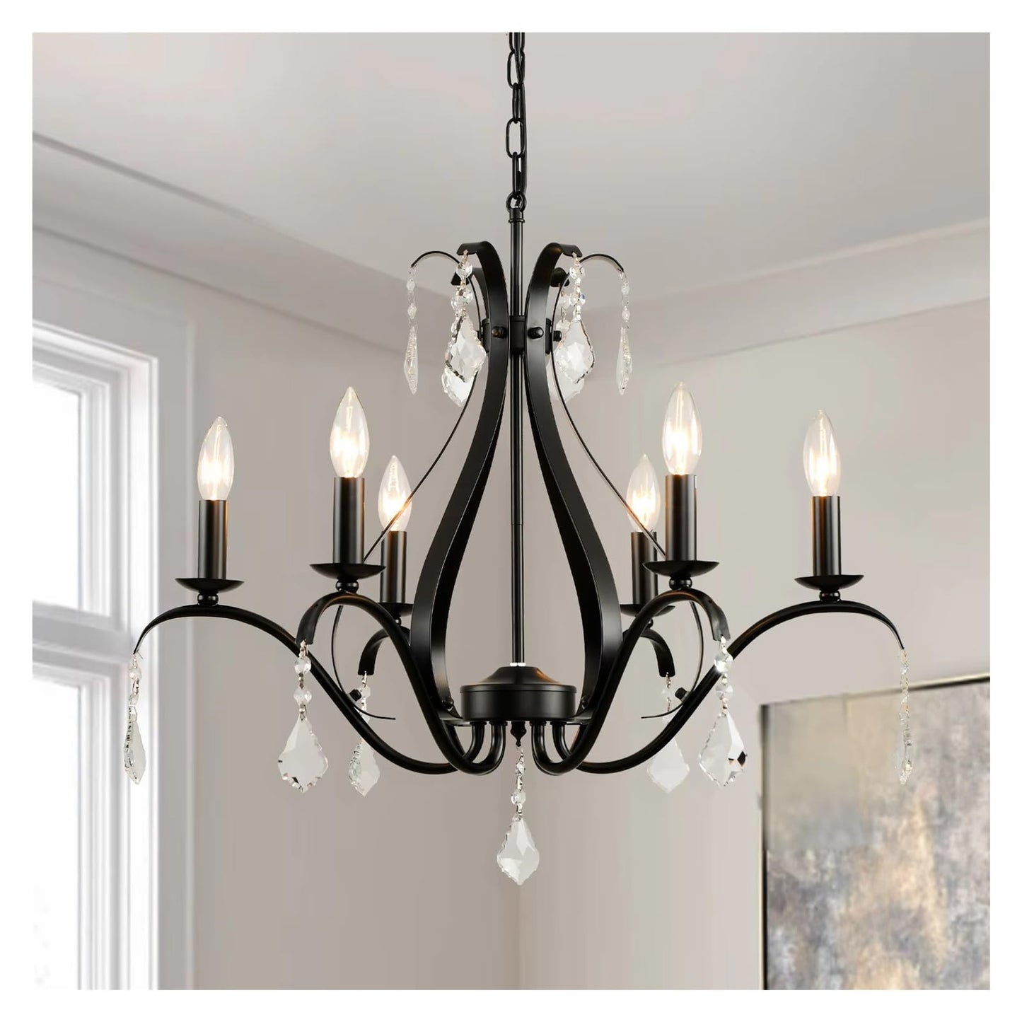 Modern Chandelier for Dining Room Living Room K9 Crystal Pendant Lighting Candle Chandeliers Home Decoration Light Fixtures,Comfortable Lighting
