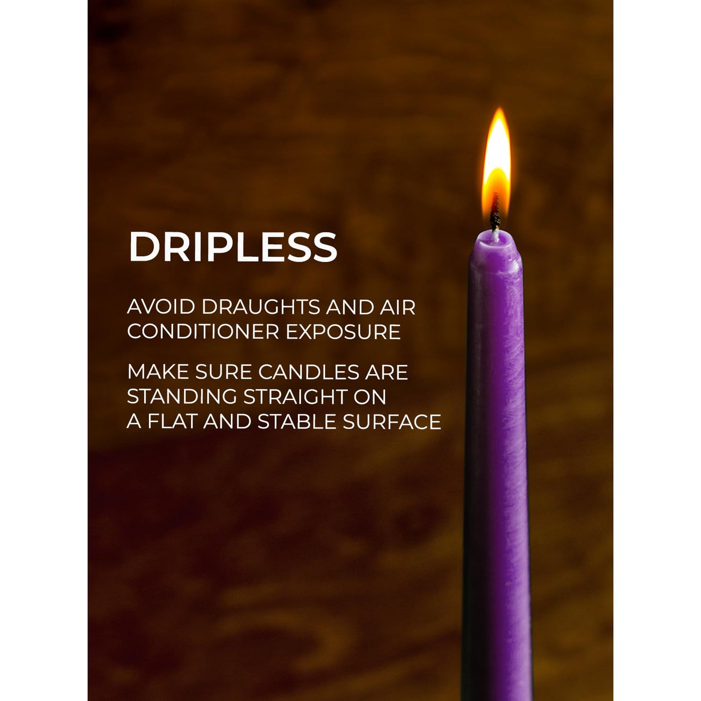 CANDWAX Purple 12 inch Taper Candles Pack of 4 - Unscented Smokeless Dripless Long Burning Christmas Tapered Candle Sticks - Perfect as Christmas Candle Sticks for Home Decor - Purple Taper Candles
