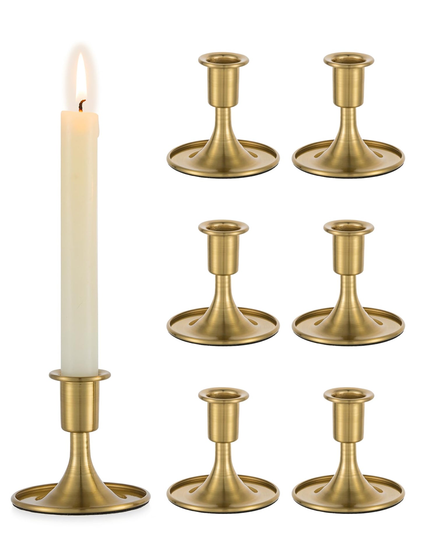 Romadedi Gold Candlestick Candle Holders - Brass Taper Holders Candle Stick for Wedding Table Centerpiece Festive Christmas Mantel Decoration Home Decor, Set of 6