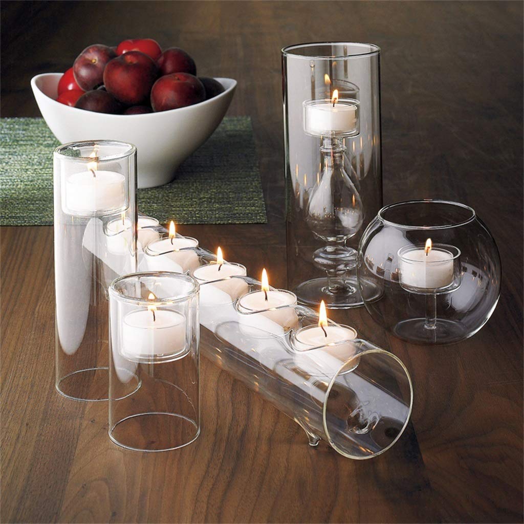 HOMEH Candlestick, Glass Creative Home Wedding Birthday Decoration Decoration (Size : 18×8cm)