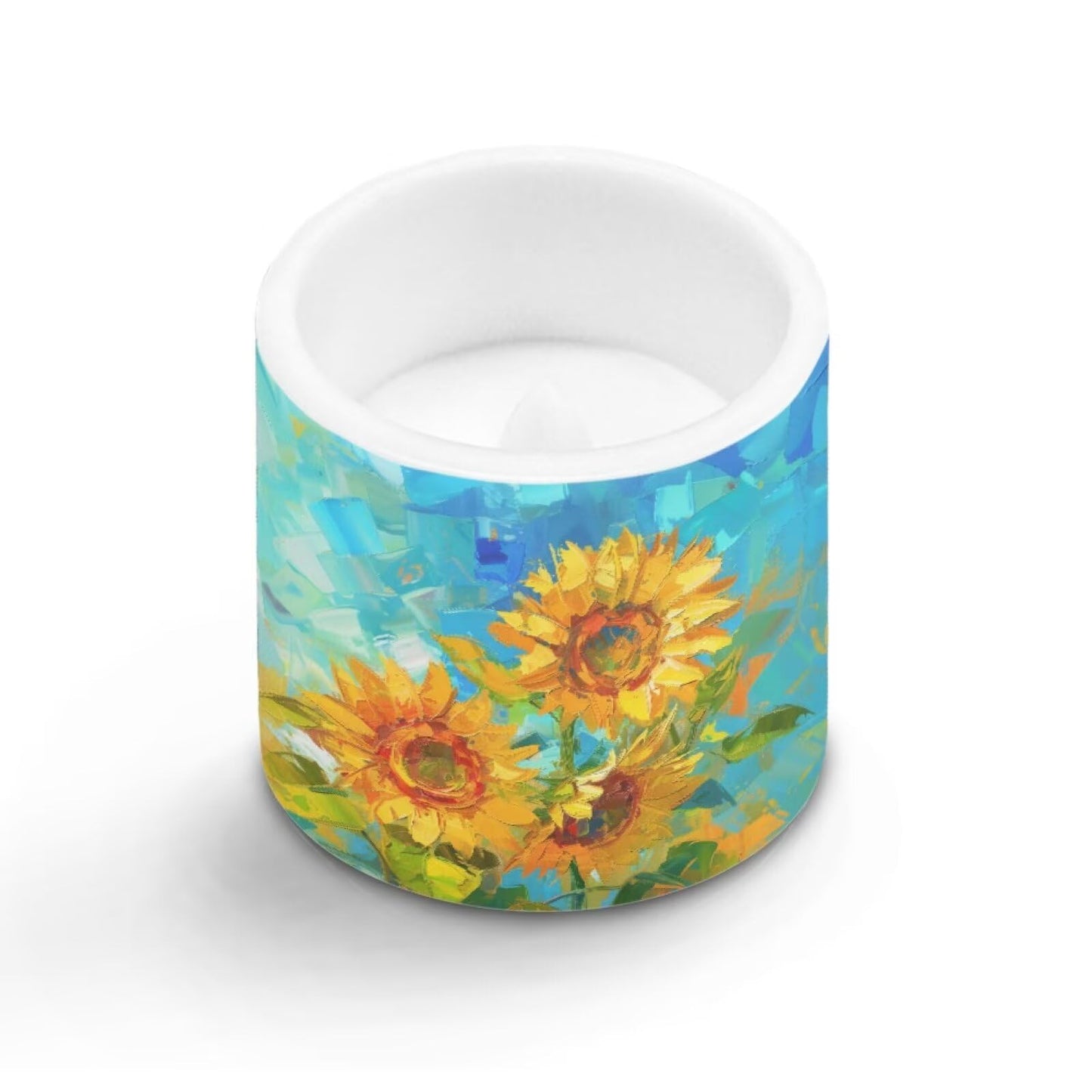 Cozeyat Sunflower Weather Resistant LED Candles 4 Pack Battery Operated Flameless Pillar Candles with Remote Control Timer for Home Patio Indoor Outdoor