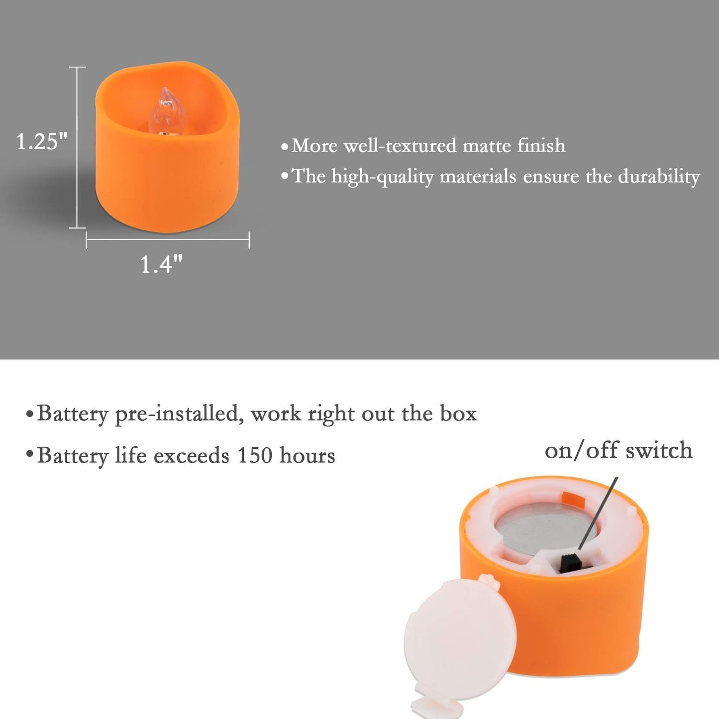 Homemory Halloween 24 Pack Orange Tea Light Candles, Battery Operated LED Tealights, Small Pumpkins Lights, Flameless, Electric Fake Tea Candles for Fall, Diwali Decorations